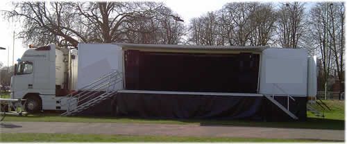 The super quick trailer stage. Front access and rear access to dressing room